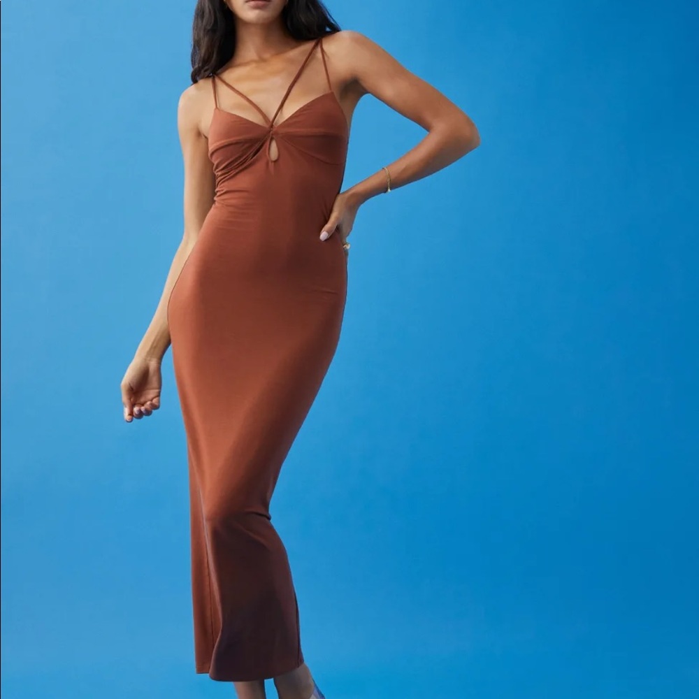 NWT Reformation Lainey dress in chestnut - Picture 2 of 5